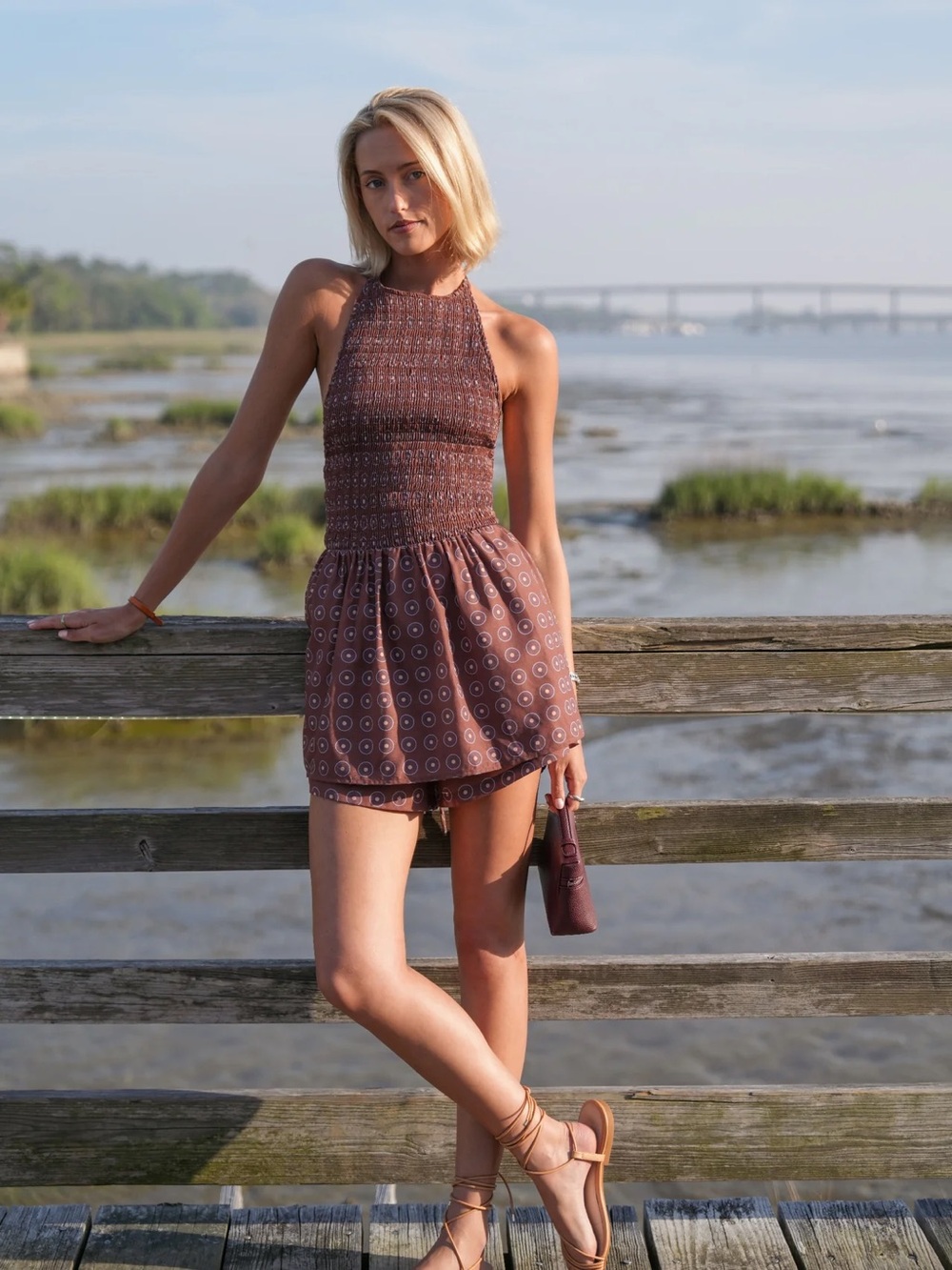 NWT Darling Loungewear Harlow Halter Set in Dusk Dot Size XS